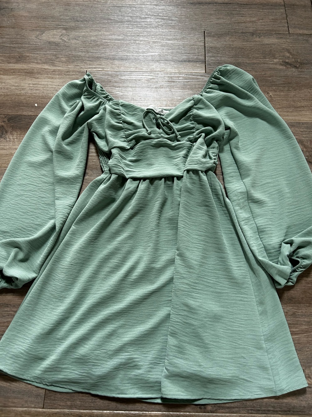 Altar'd State Sage Green Smocked Waist Mini Dress